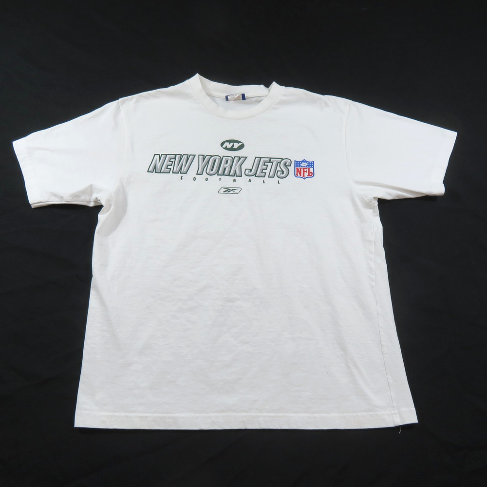 New York Jets T-Shirt Reebok NFL White Green Sz XL Vintage Y2K
